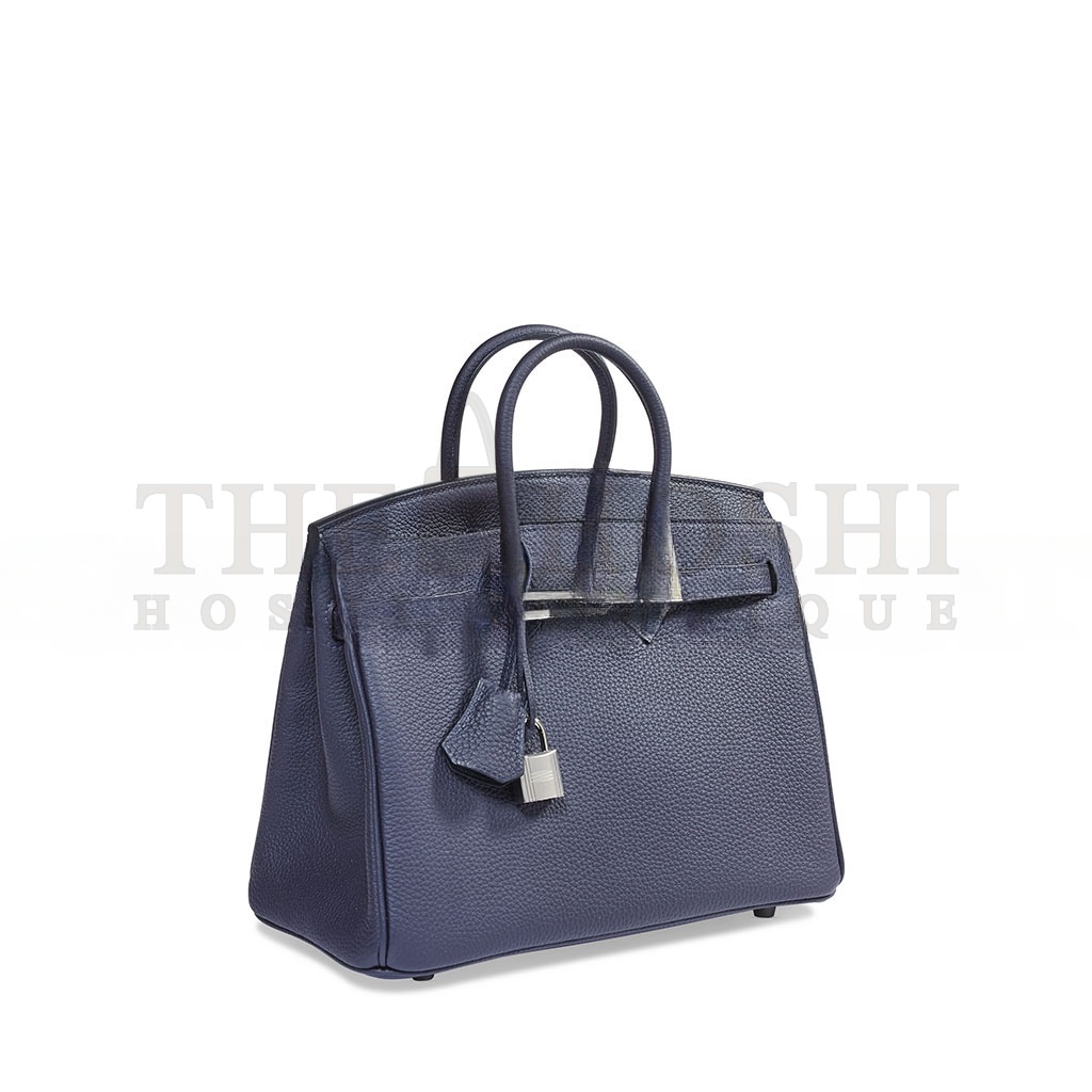 H**me5 BIRKIN 30 TOGO LEATHER MIDNIGHT BLUE POPPY ORANGE SILVER BUCKLE BAG 454074 (30*23*15cm) Master Quality